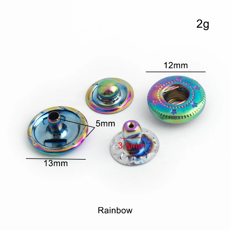 20-100 Sets Rainbow 12mm 10 Co - огляд і ціна Snap Fastener Set
