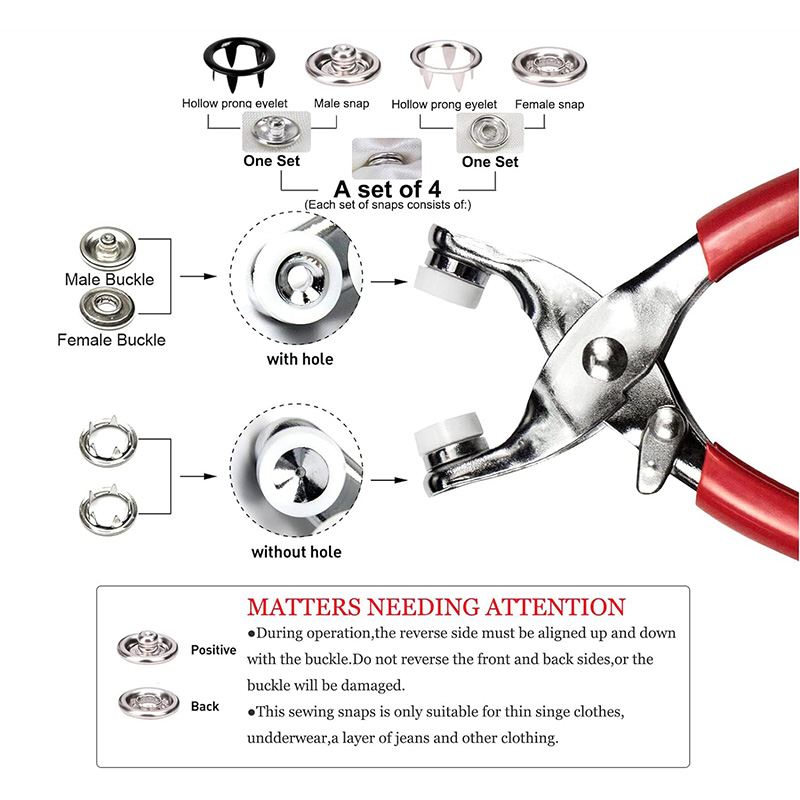 100 Sets Snap Pliers Automatic - огляд і ціна Snap Fastener Set